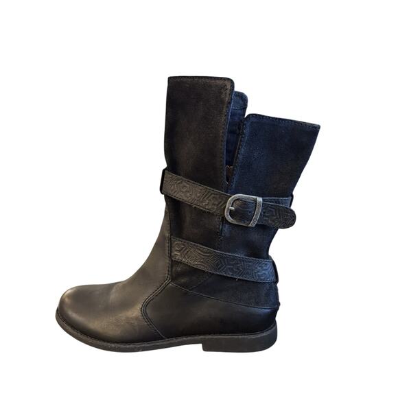 Emu Ainslie Australian black leather biker buckle strap City boots women's 8.5 - Picture 2 of 9